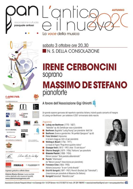 La soprano Irene Cerboncini in concerto per l'Associazione Gigi Ghirotti
