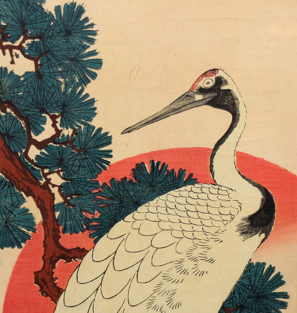 Dipinto giapponese che raffigura una gru  