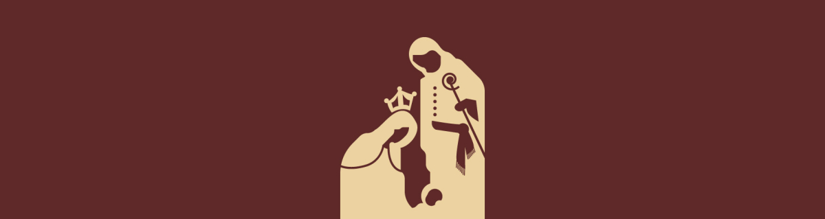 Natività stilizzata su sfondo bordeaux 