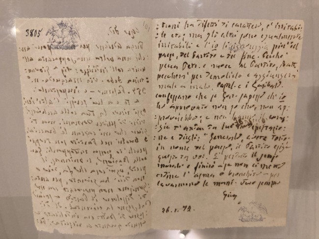 “Le Lettere di Mazzini” in mostra al Museo del Risorgimento.