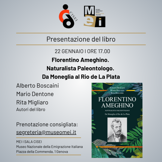 presentazione del libro “Florentino Ameghino. Naturalista Paleontologo. Da Moneglia al Rio de La Plata”