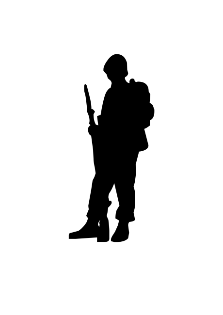 Soldato in nero su sfondo bianco
