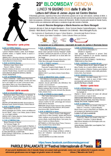 BLOOMSDAY - Programma Bloomsday 2025