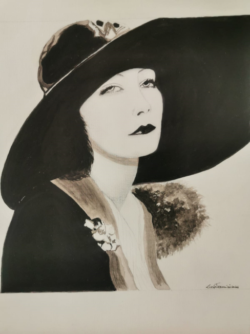 PREFETTURA - LUCIA TERMINI - Dalla serie Cappellini - Fascino, acrilico su tela 50 x 50 cm, 2024