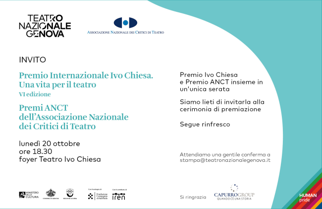 Premi Ivo Chiesa. Una vita per il teatro”e ANCT dell’Associazione Nazionale dei Critici di Teatro