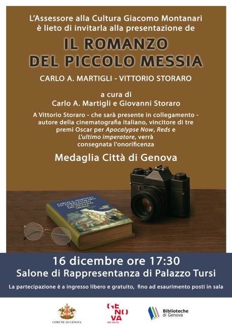 Il romanzo del piccolo messia. Medaglia Città di Genova al maestro Vittorio Storaro