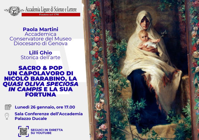 Conferenza sulla mostra  Sacro&Pop - La Quasi oliva speciosa in campis di Niccolò Barabino, capolavoro della pittura dell'Ottocento