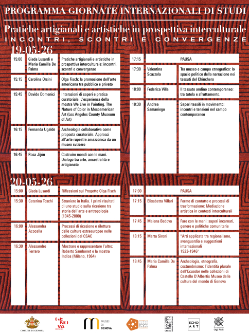 Pratiche artigianali e artistiche in prospettiva interculturale: incontri, scontri e convergenze. Programma 