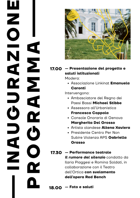 Inaugurazione Red Bench a Villa Croce 