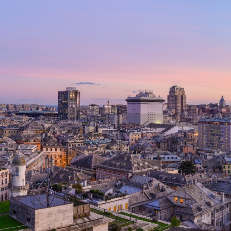 Panorama al tramonto da Spianata Castelletto
